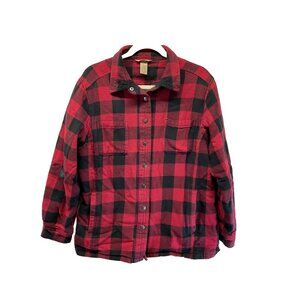 Duluth Trading  Lined‎ LG Buffalo Plaid Snap Shirt Jacket Heavy Shacket coat